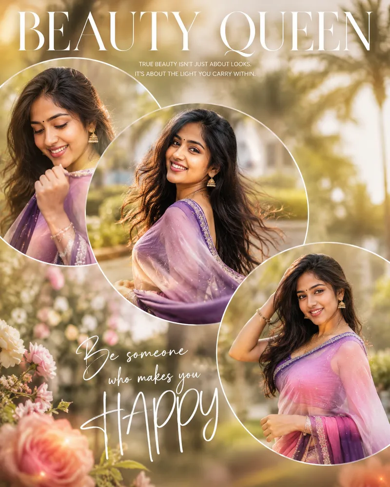 Indian AI Prompt: Cinematic Fashion Collage - Girl Solo Poster