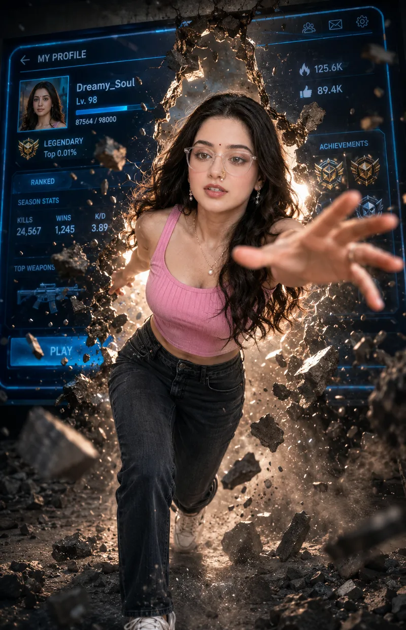 Bollywood Action: Game Wall Smash AI Prompt