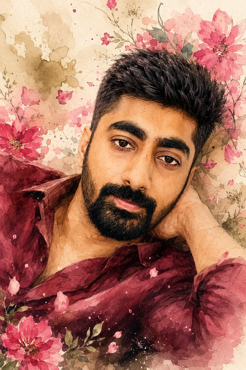 Cinematic Indian Boy Watercolor Portrait chatgpt and gemini AI prompt
