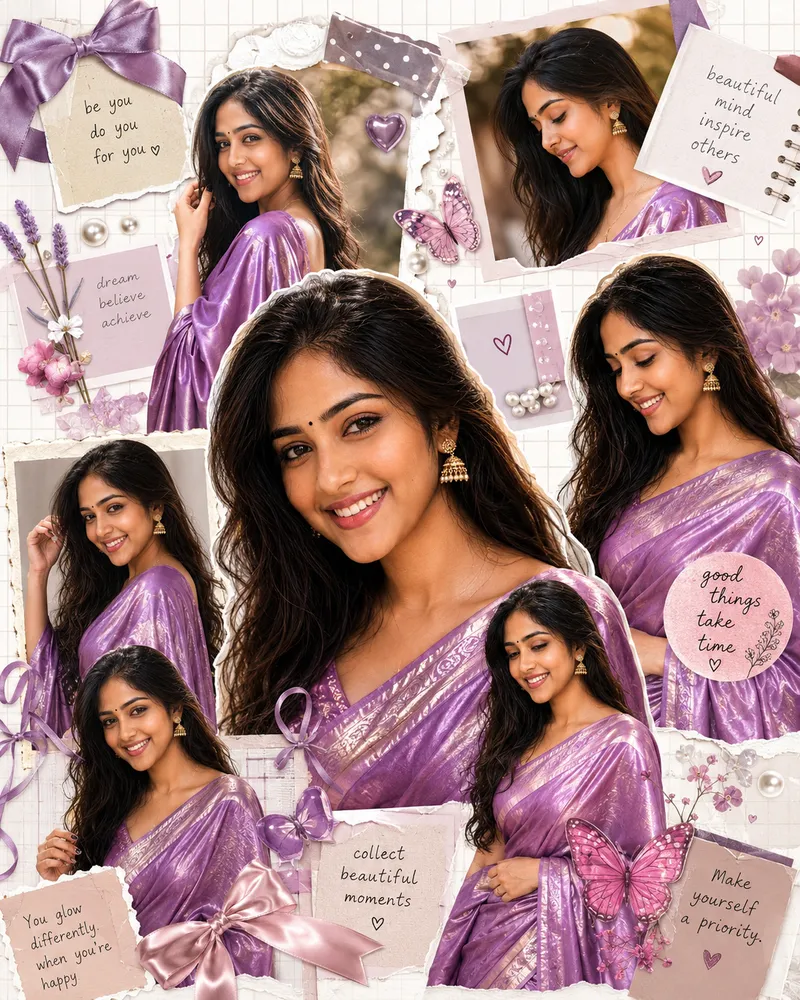 Luxury Purple Saree Girl AI Prompt - Gemini