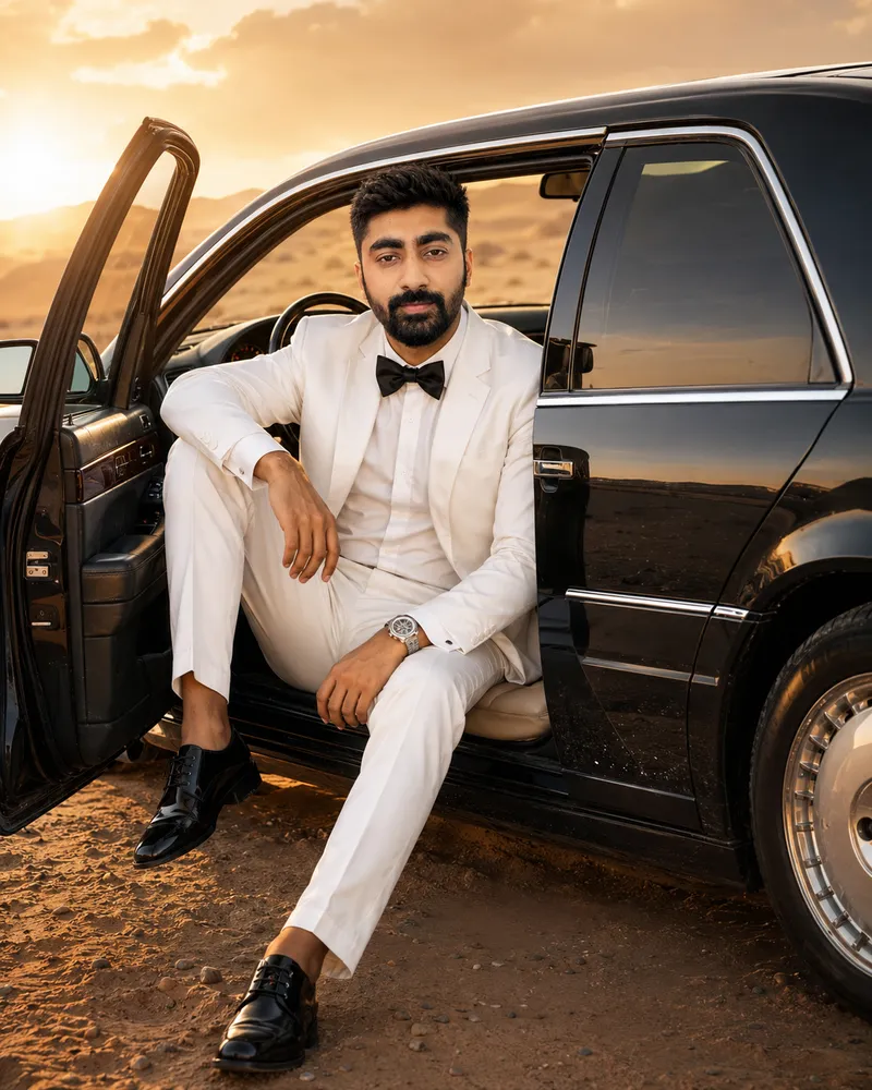 Indian Billionaire Vintage Car Cinematic AI Prompt (DALL-E)