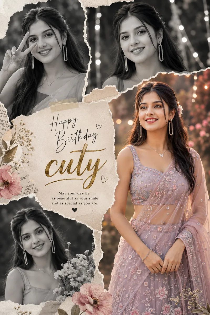 Indian Birthday Collage Poster - Gemini and chatgptAI Prompt