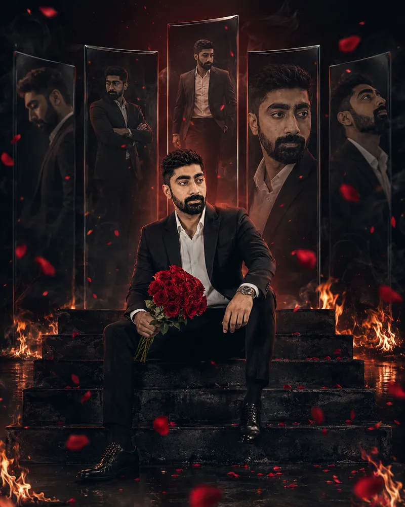Luxury Indian Male Portrait: Bollywood Noir chatgpt and gemini AI Prompt