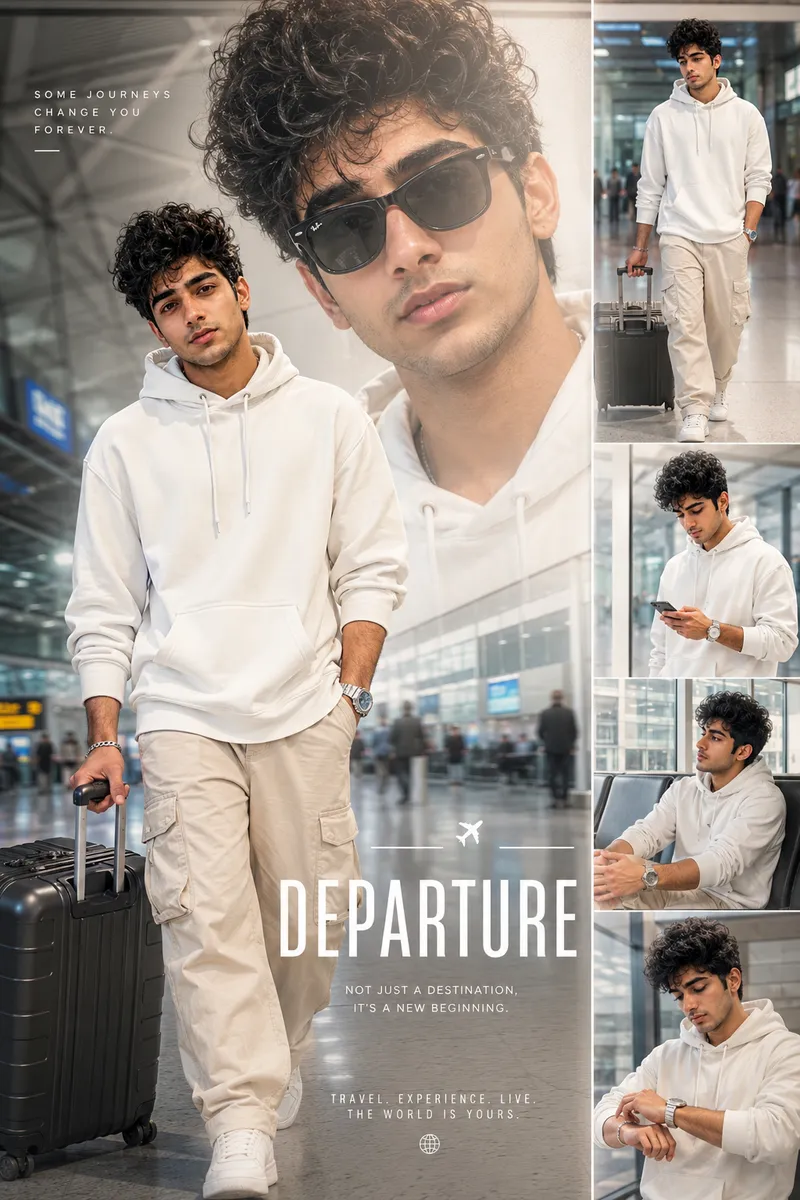 Indian Influencer Airport Look Gemini AI Prompt Modern