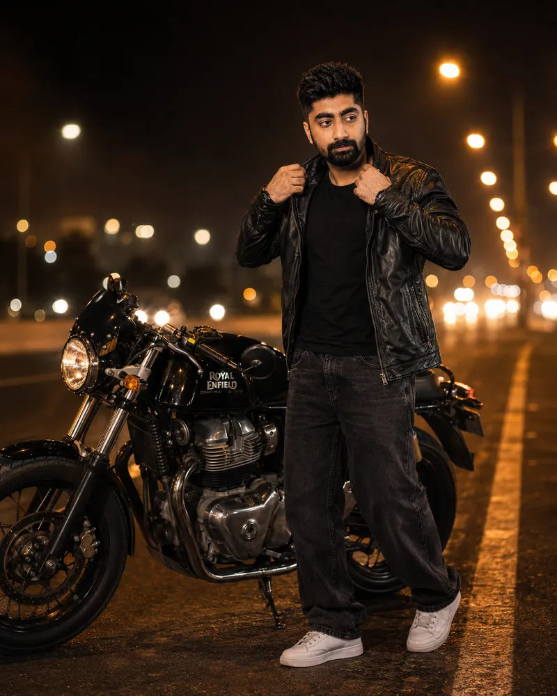Indian Man & Royal Enfield AI Prompt for Cinematic Art