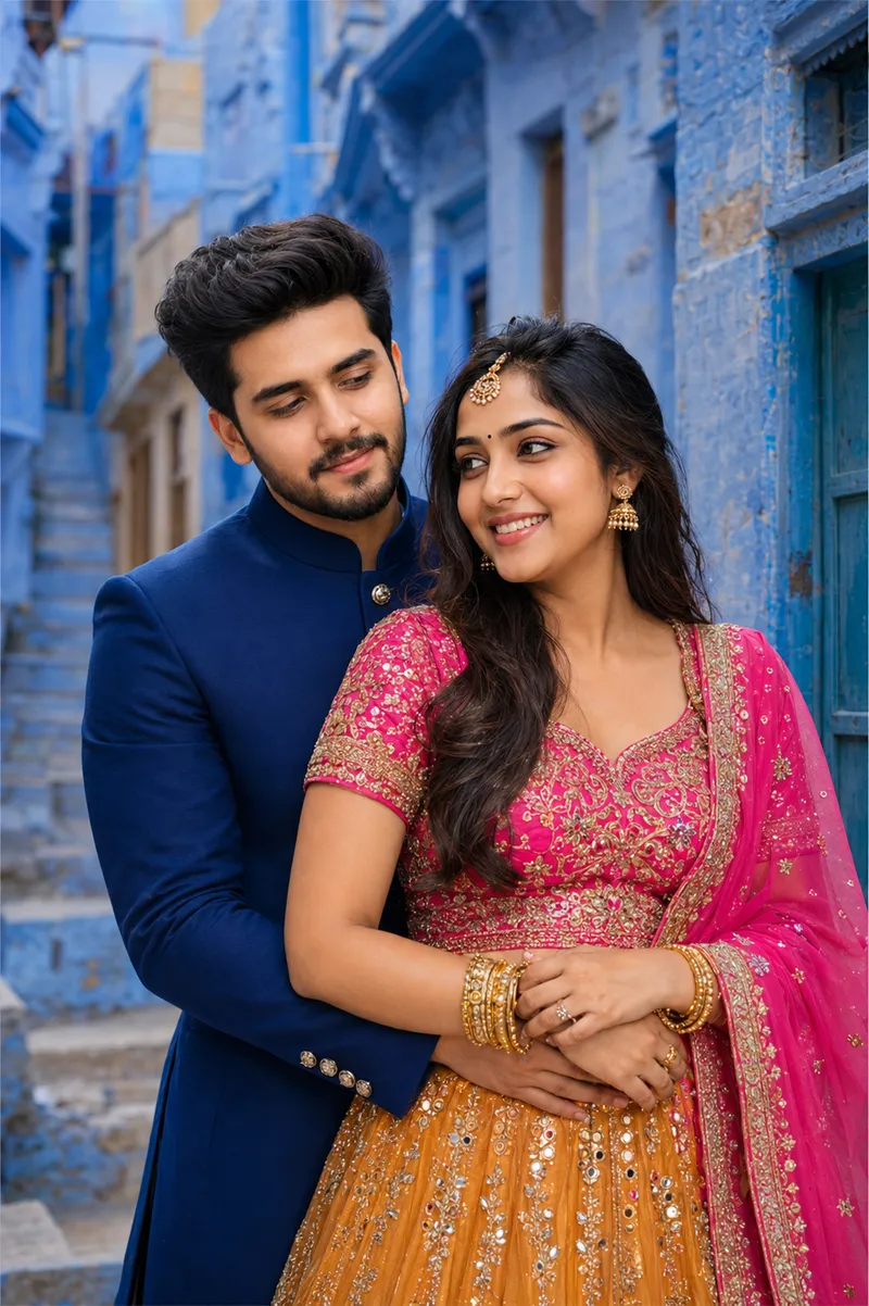 Jodhpur Couple Luxury Portrait - Gemini AI Prompt