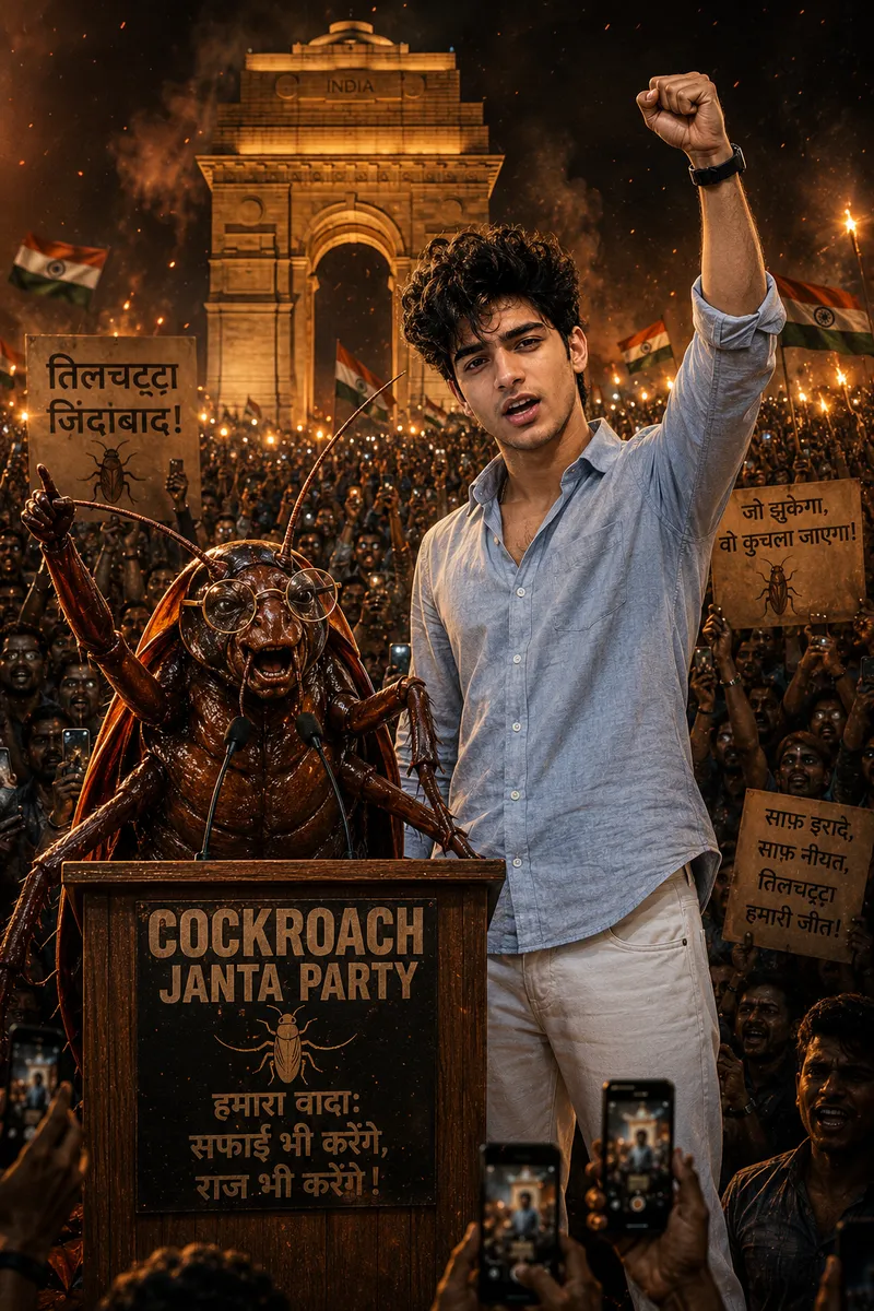 Indian Boy AI Prompt: Realistic Satire Protest Poster