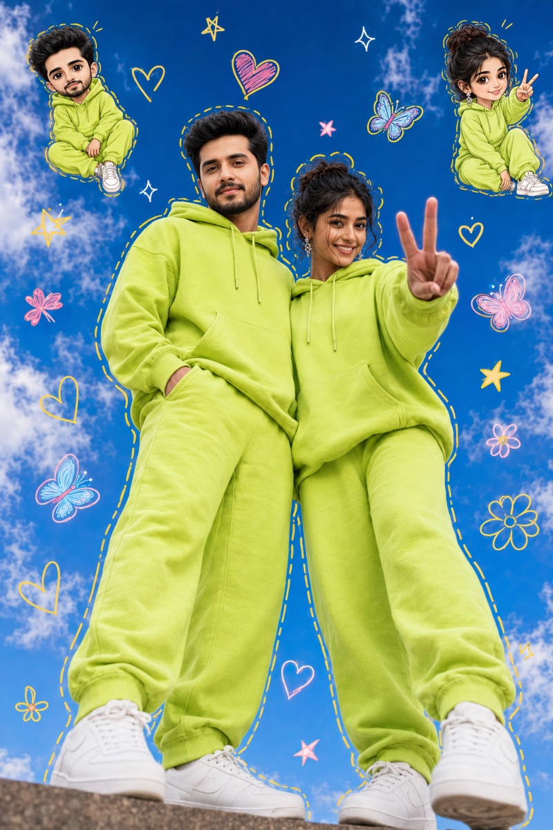 Modern Indian Couple Chatgpt , Gemini , Doodles Midjourney AI Prompt