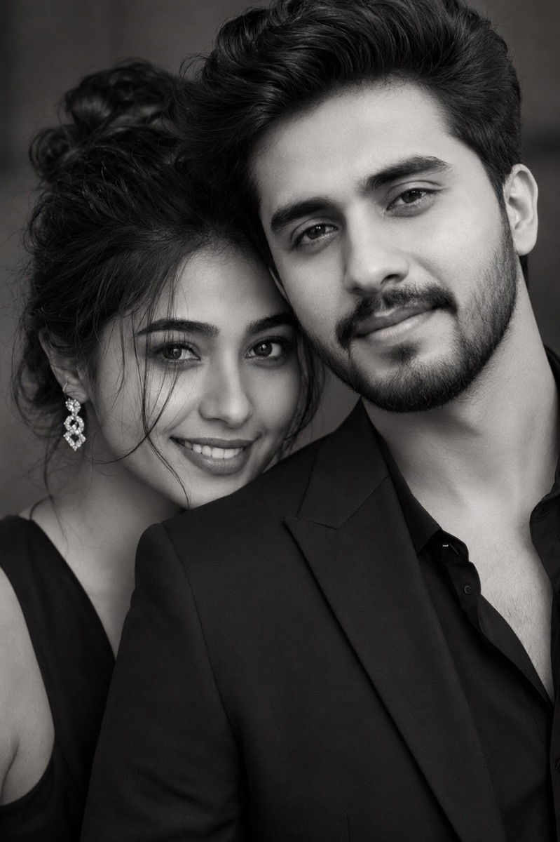 Luxury Black and White Bollywood Portrait ChatGPT AI Prompt