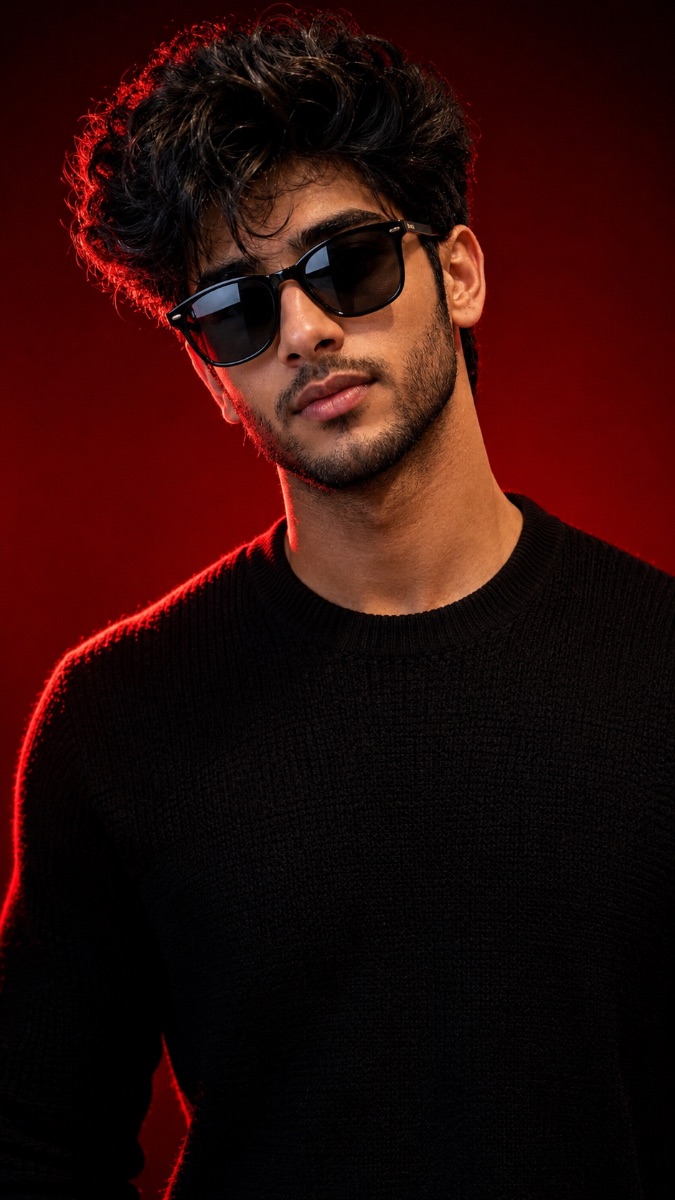 Bollywood Style Red Rim Light Portrait Chatgpt , Gemini Midjourney AI Prompt