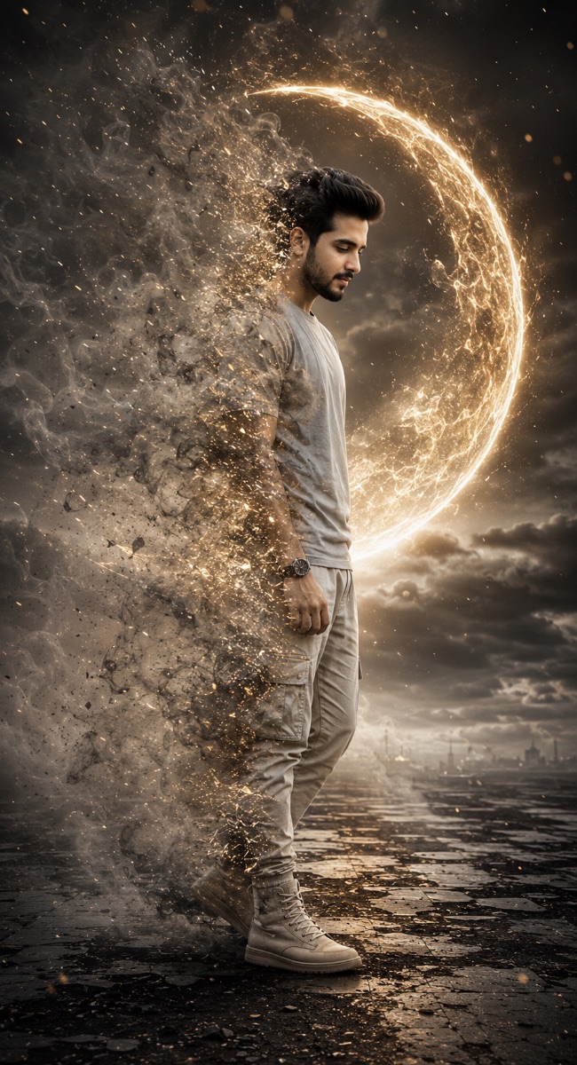 Cinematic Indian Man Smoke Disintegration AI Prompt