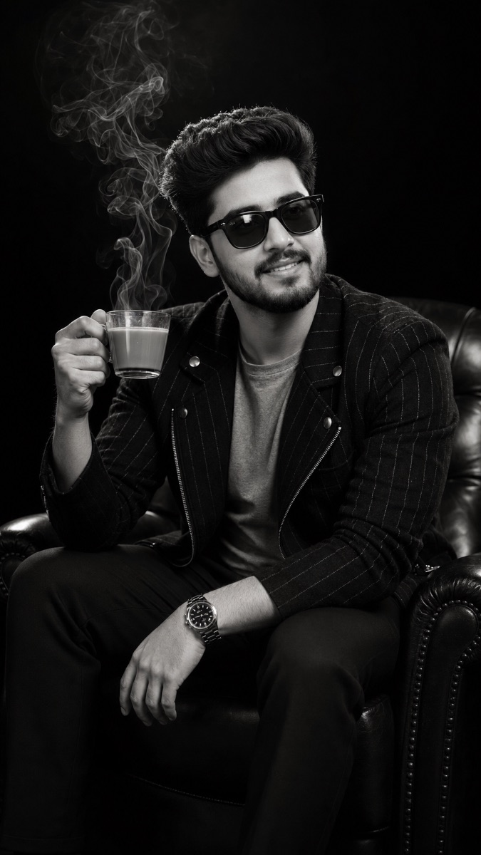 Stylish Indian Male Tea Portrait ChatGPT AI Prompt
