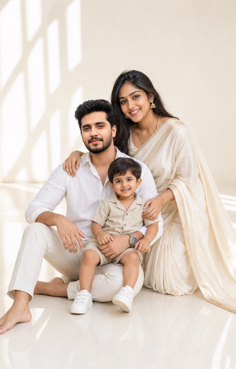 Indian Family Studio Portrait  AI Prompt