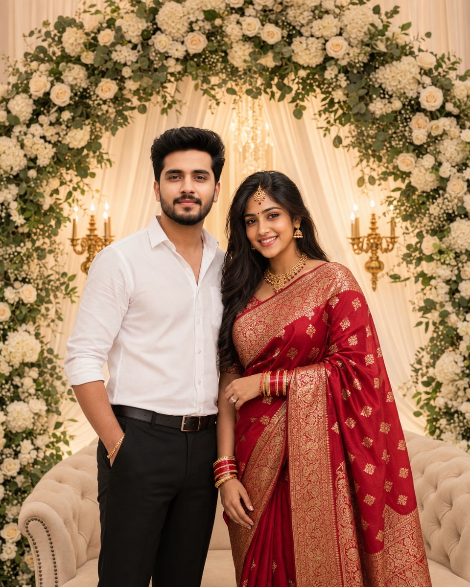 Royal Red Banarasi Saree Wedding Look ChatGPT AI Prompt