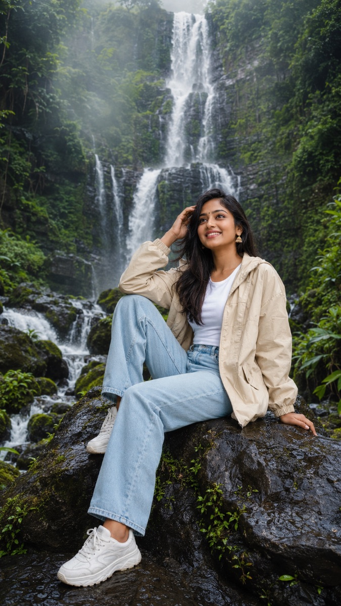 Cinematic Monsoon Portrait  AI Prompt