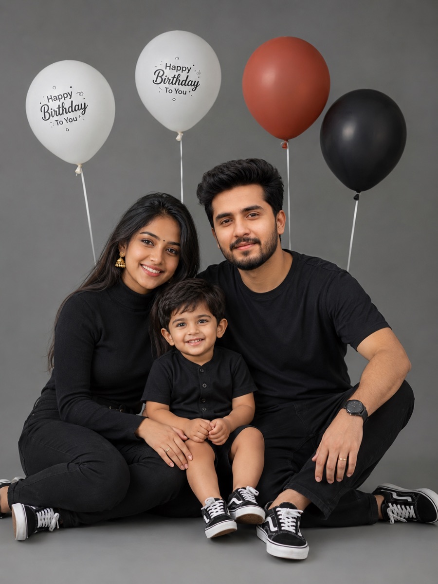 Indian Couple Studio Birthday Portrait AI Prompt