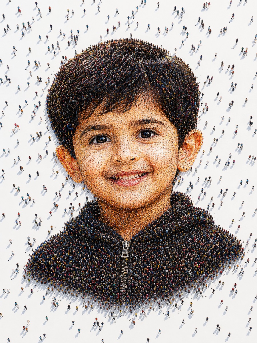 Child Mosaic Illusion AI Prompt