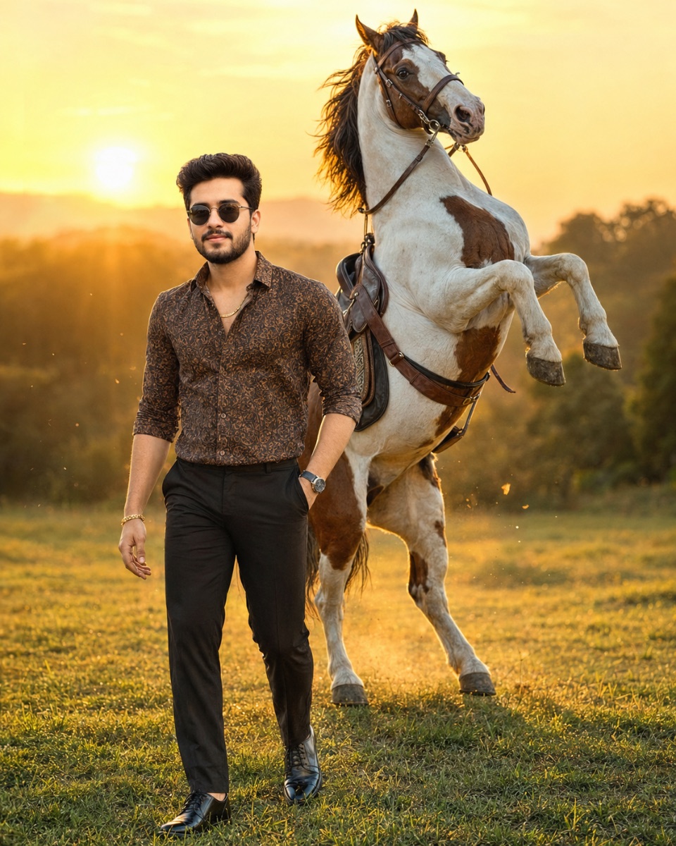 Cinematic  Man with Horse AI Prompt