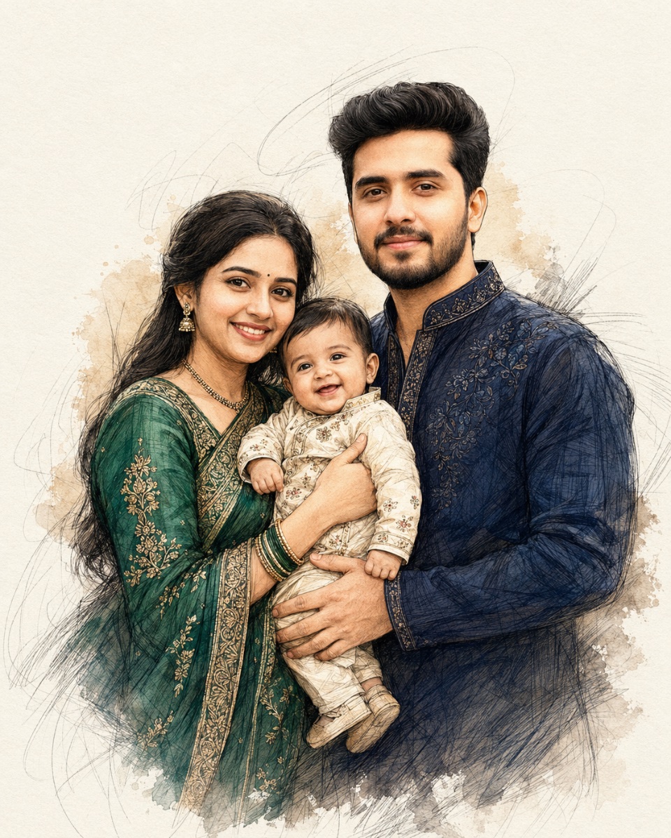 Luxury Bollywood Style Family AI Prompt
