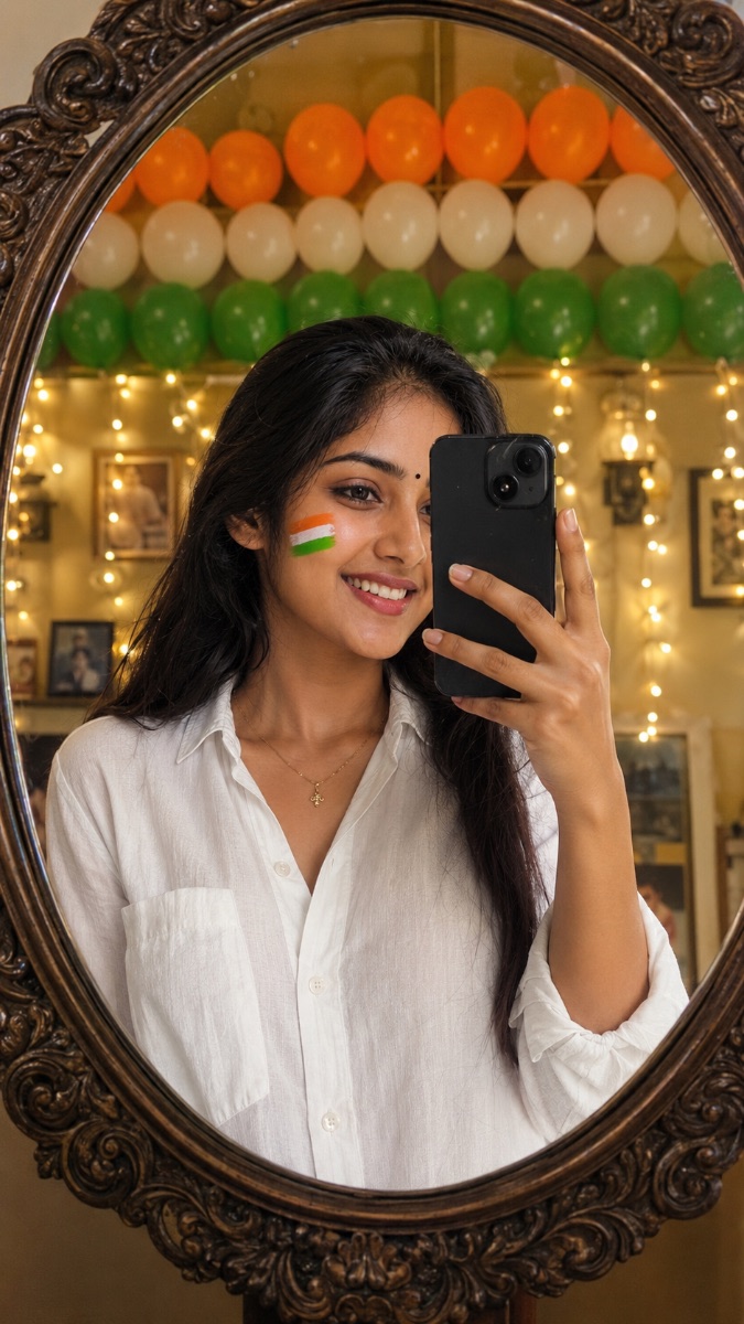 Girl Independence Day Mirror Selfie AI Prompt