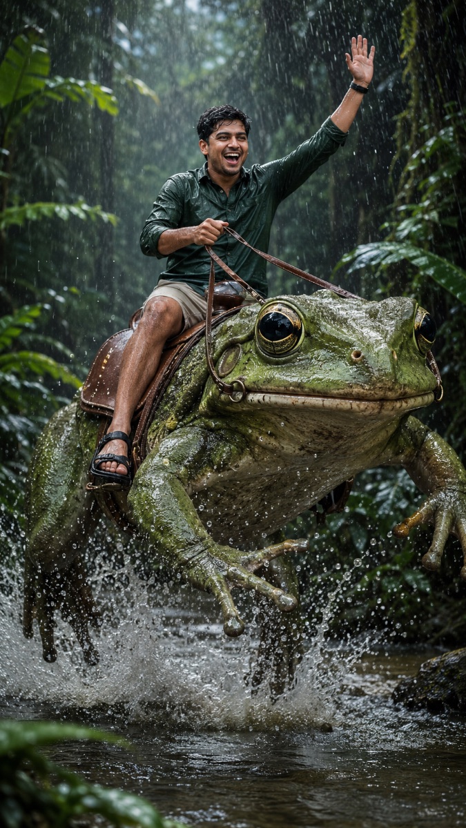 Man Frog Rider AI Prompt